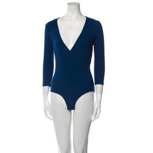 Mara Hoffman Plunge Neckline Three-Quarter Sleeve Bodysuit